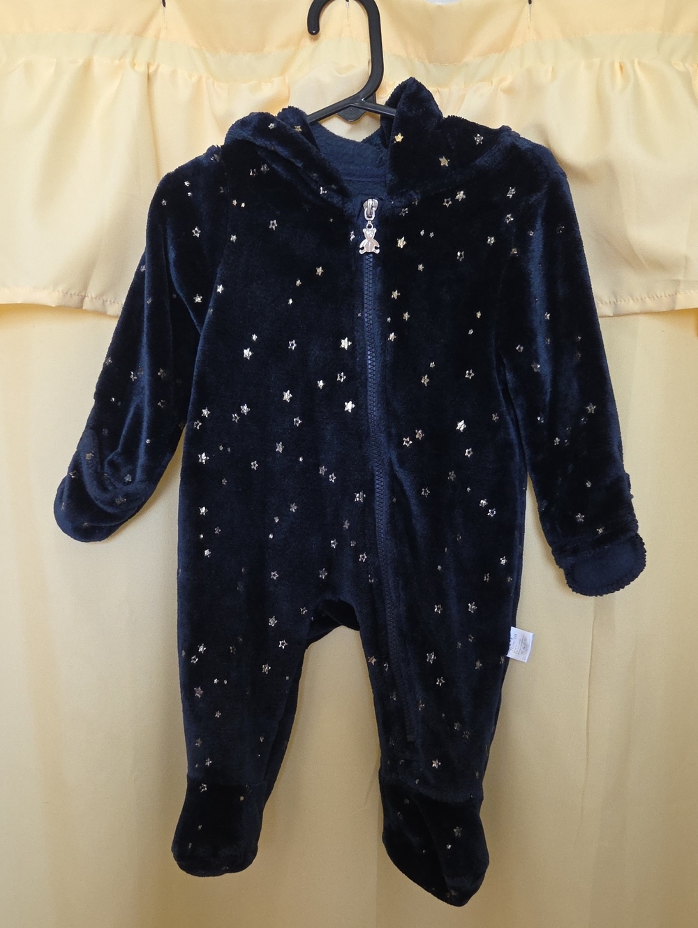 Cozy Navy Star Hooded Footie for Kids